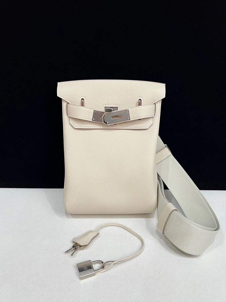 Hermes HAC Craie Togo Leather Palladium Hardware