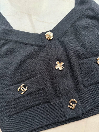 Chanel 22B Black Cashmere top with charms