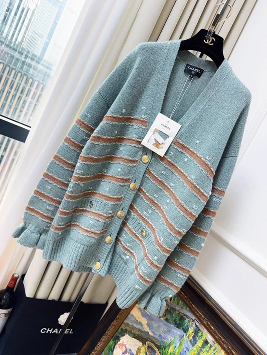 Chanel 24C cashmere  green cardigan