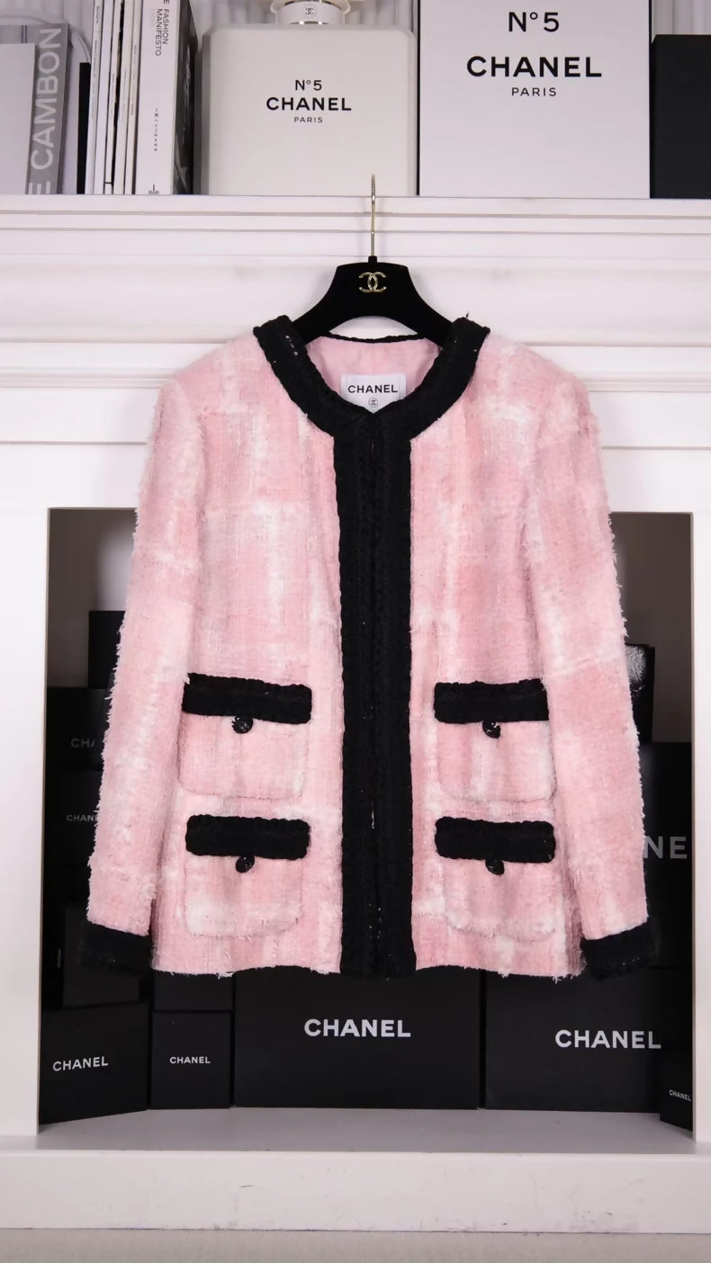 Chanel 22C pink tweed jacket