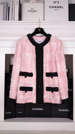 Chanel 22C pink tweed jacket