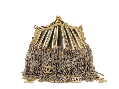 Chanel 2004 Gold Chain Fringe Minaudière