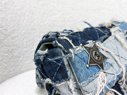 Chanel Paris-Dallas Flap Bag in Blue Patchwork Denim with Aged Silver Hardware (2014)
