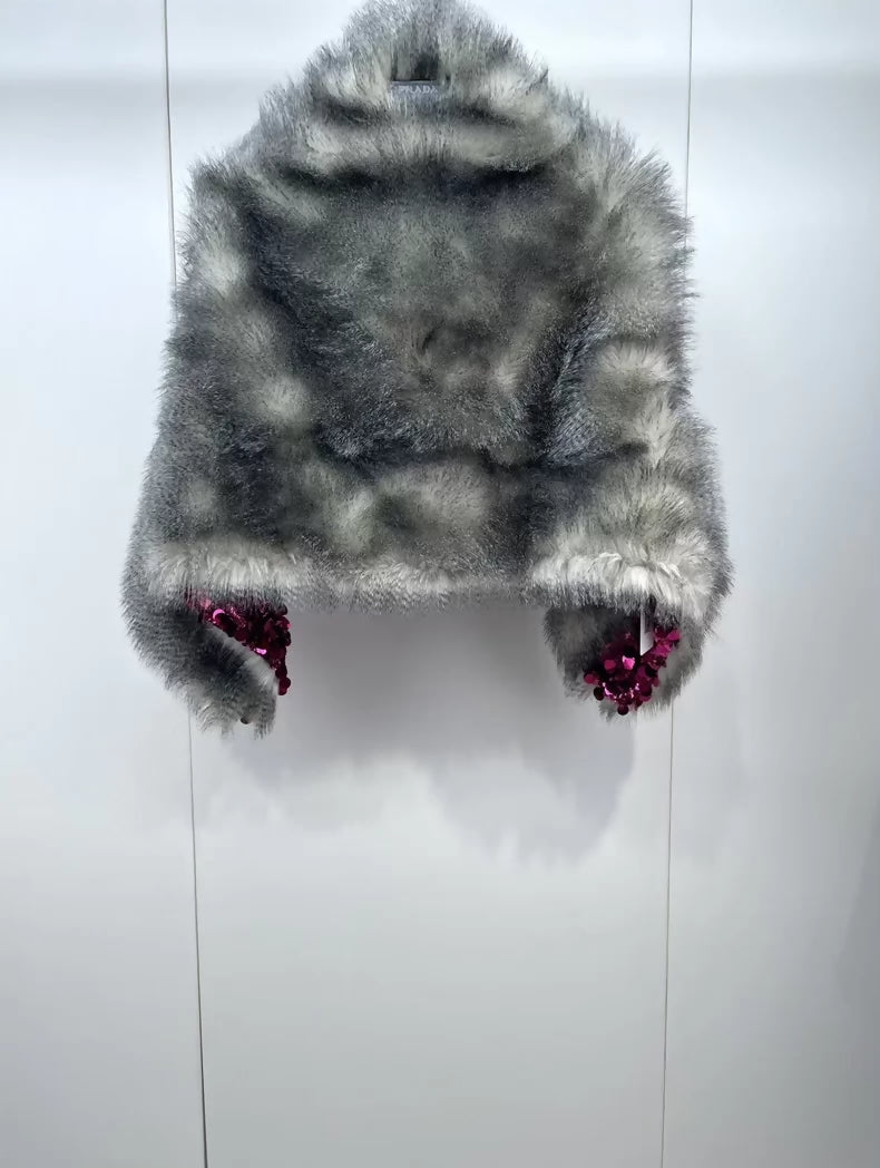 Prada sequined eco-friendly fur shawl
