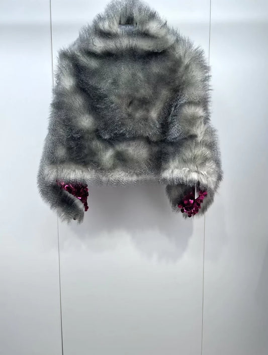 Prada sequined eco-friendly fur shawl