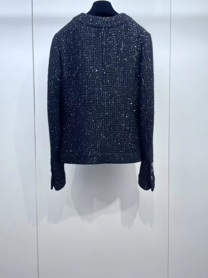 Chanel 25B sequined V-neck knit cardigan