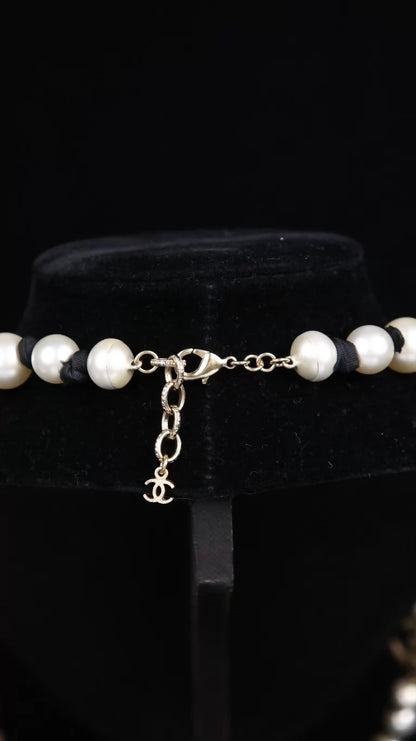 Chanel Black Knotted Pearl Long Necklace/Sweater Chain