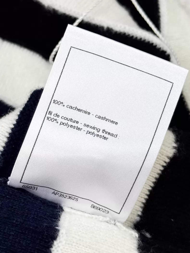 Chanel 26C blue and white striped cashmere top