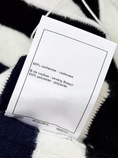 Chanel 26C blue and white striped cashmere top
