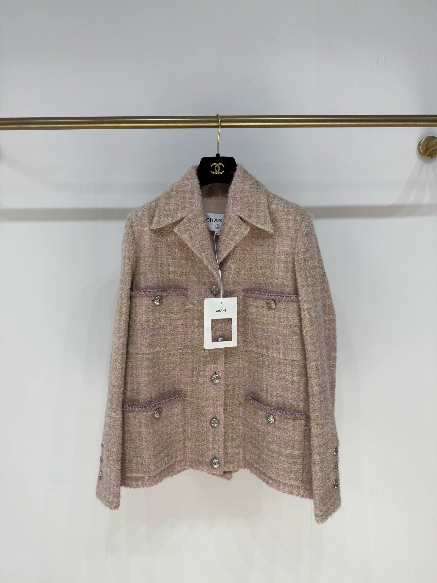 Chanel 24K pink tweed jacket