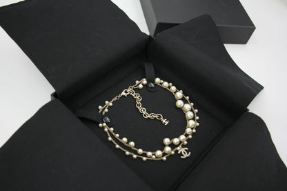 Chanel 18S Imitation Pearl & Woven Chain CC Necklace