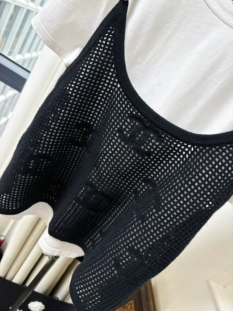 Chanel 22c Double C tank top with rhinestone chain