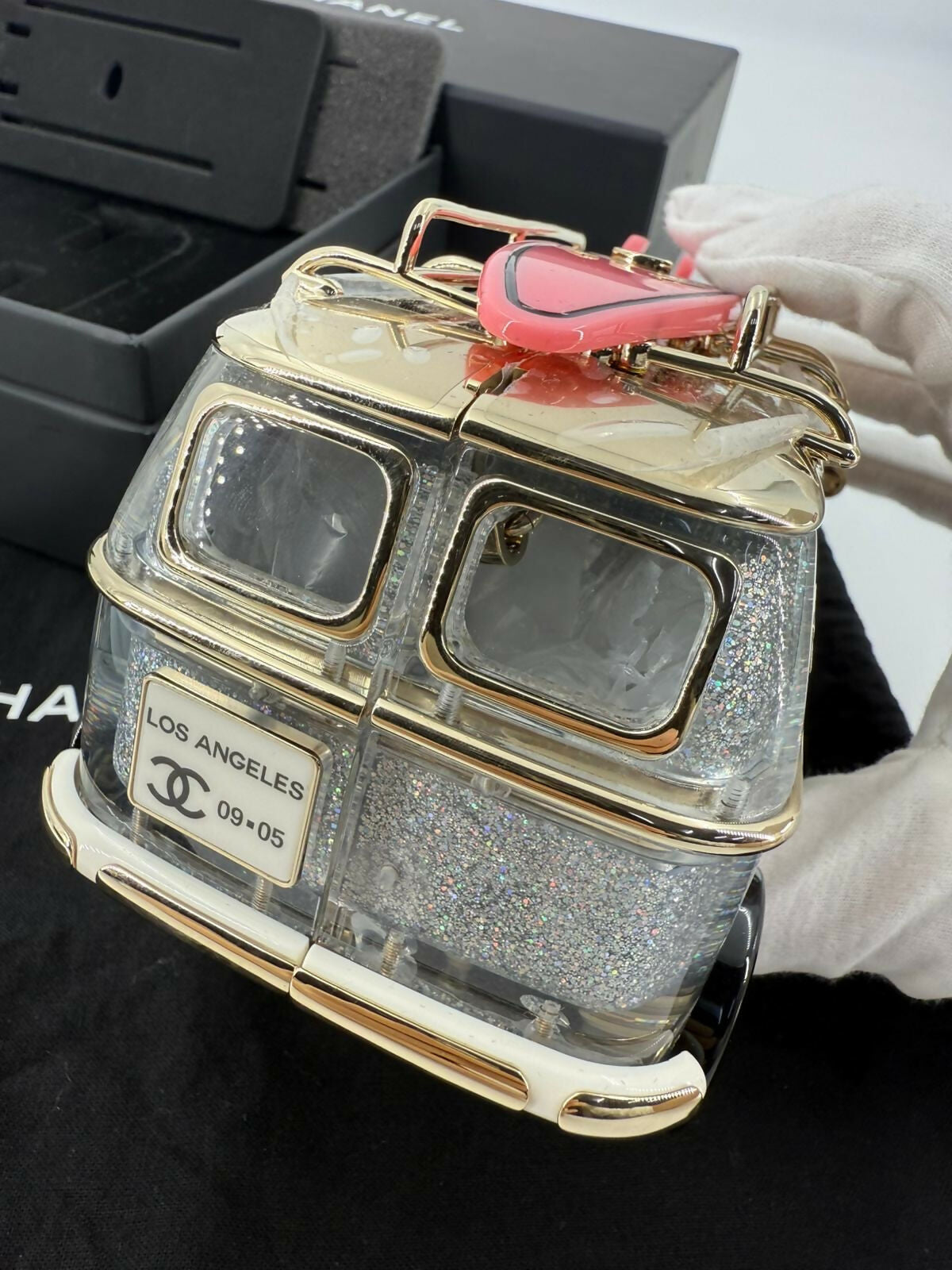 Chanel 2024 Glitter Lucite, Multicolor Rhinestone & Enamel Hollywood Mini Van