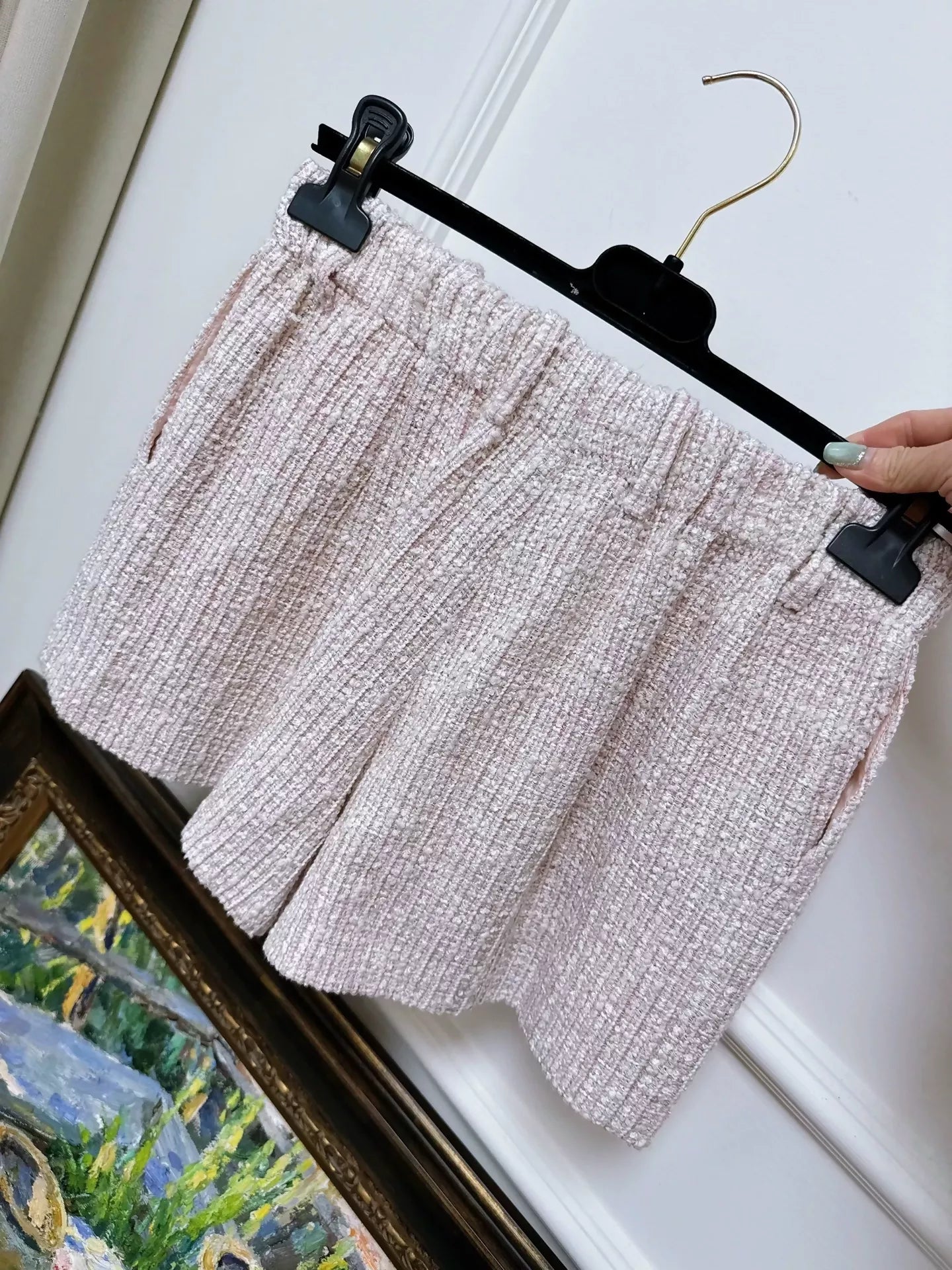 Chanel 24p pink tweed shorts