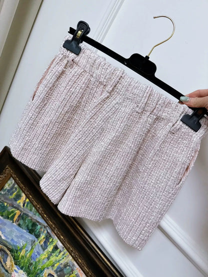 Chanel 24p pink tweed shorts