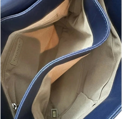 Chanel 13C Blue Lambskin Quilted Large Trianon Messenger Flap Handbag