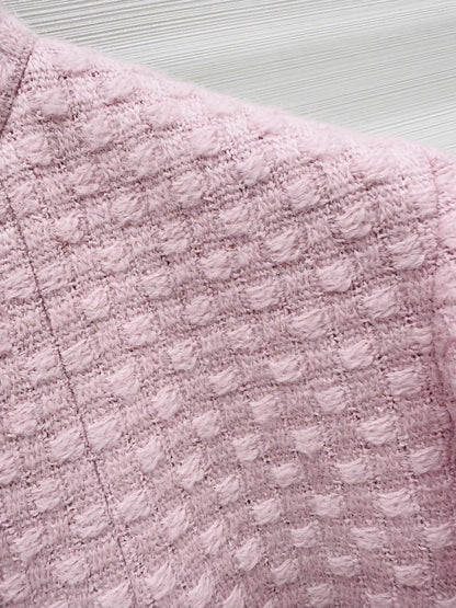 Chanel 24K light pink wool tweed coat