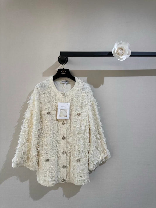 Chanel 21S off-white knit cardigan