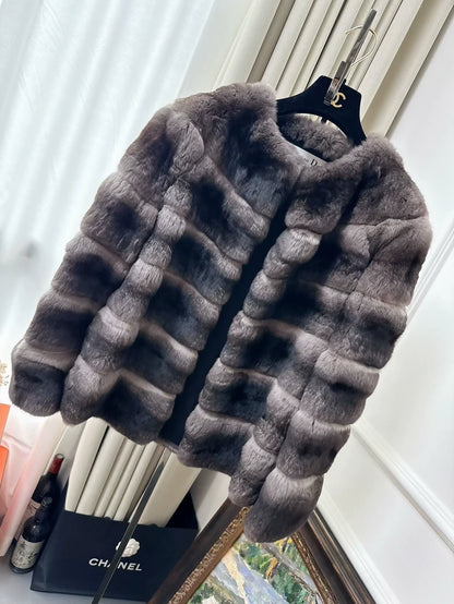 Dior brown/grey fur coat
