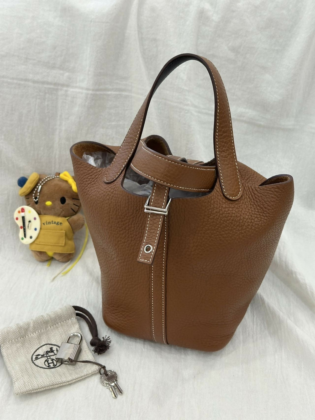 Hermès Picotin Lock 18 Gold Brown Body with Black / Noir Interior & Handle Special Order (HSS) Clemence Leather with Palladium Hardware