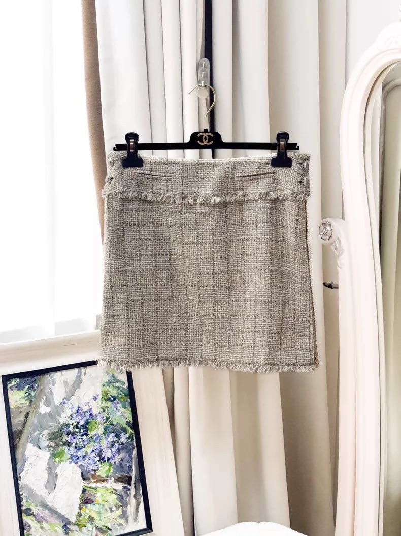 Chanel 10A Beige Tweed jacket and skirt set