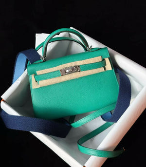 Hermès Mini Kelly 20 Vert Rousseau Epsom with Palladium Hardware & Dual Straps