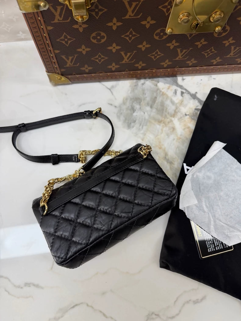 Chanel 2.55 Black and Gold Leather Mini Waist Bag Bag,