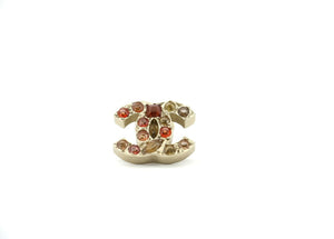 Chanel Vintage 07A Gripoix Red Orange & Yellow Pebble Brooch