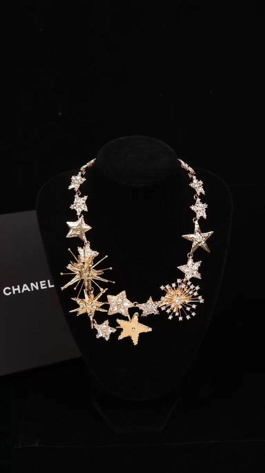 Chanel 26S Gold Fireworks and Star Choker Necklace
