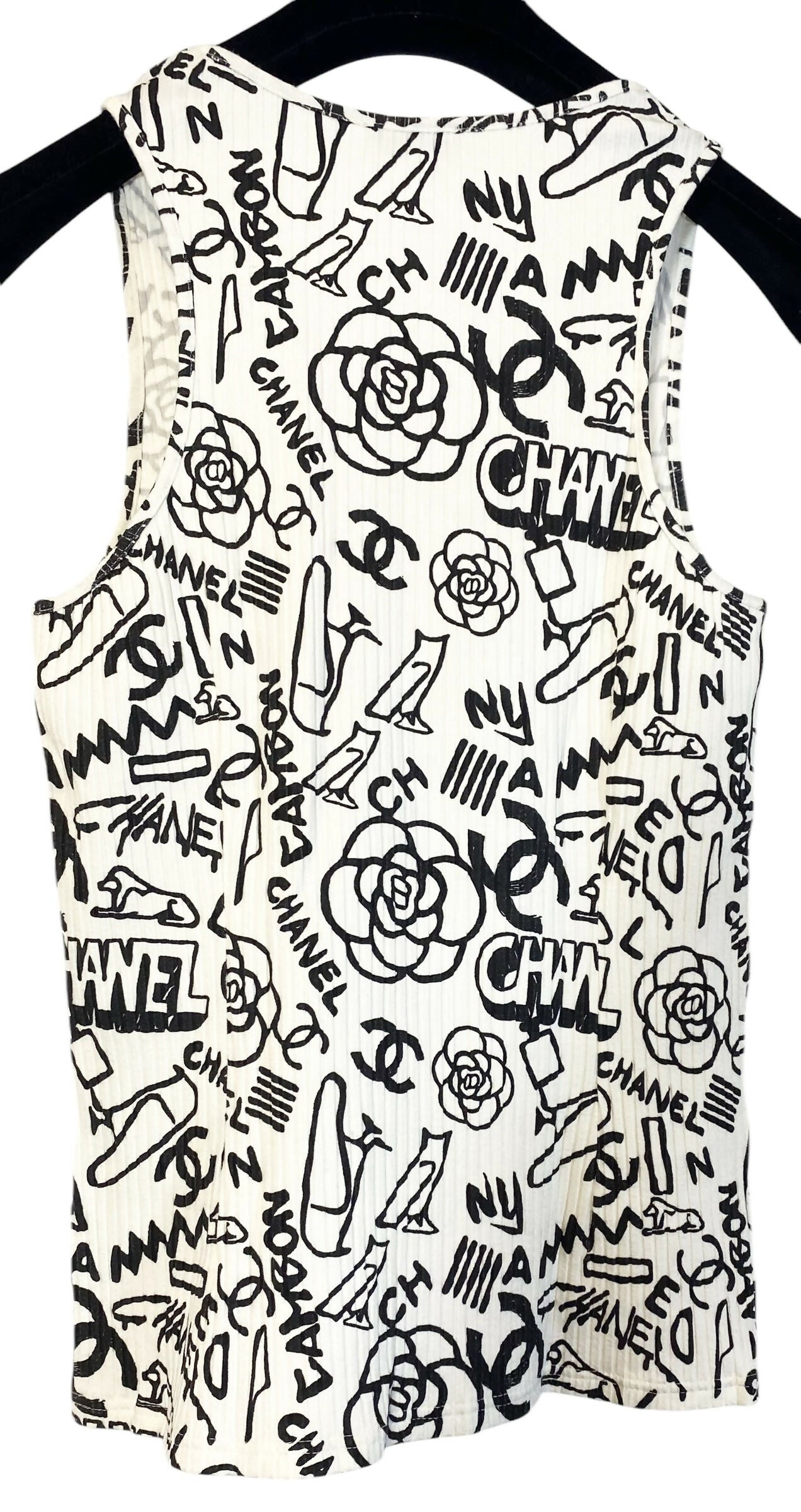 Chanel 19A Paris-New York Egypt Graffiti Tank Top Size FR 36