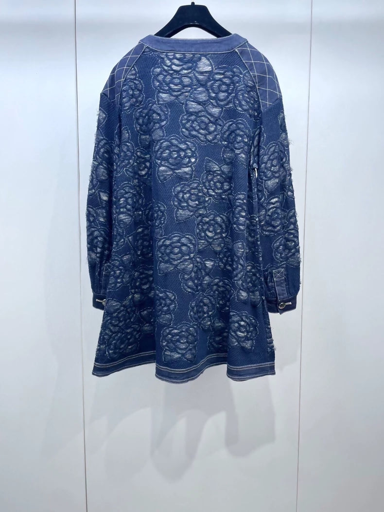 Chanel camellia denim dress
