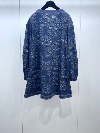Chanel camellia denim dress