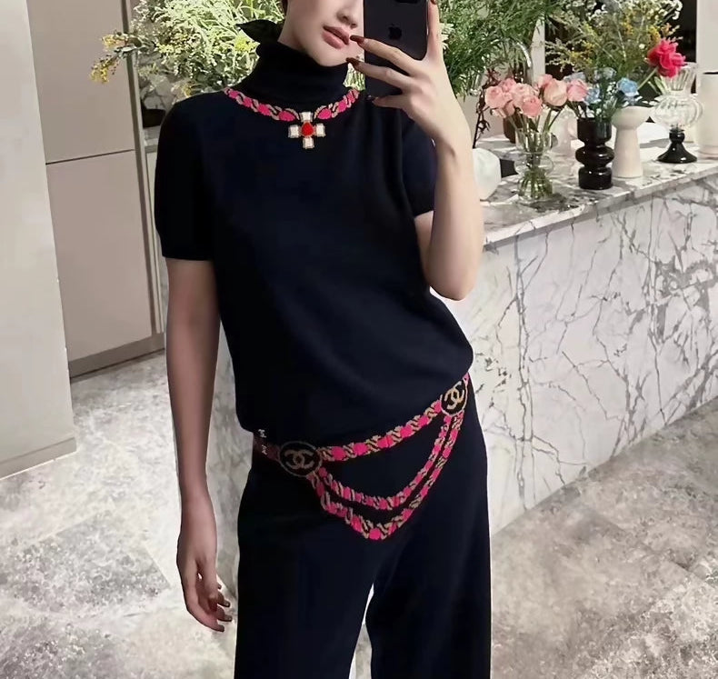 Chanel 23N dark blue cashmere pant