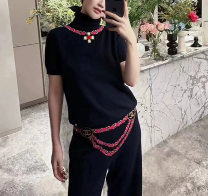 Chanel 23N dark blue cashmere pant