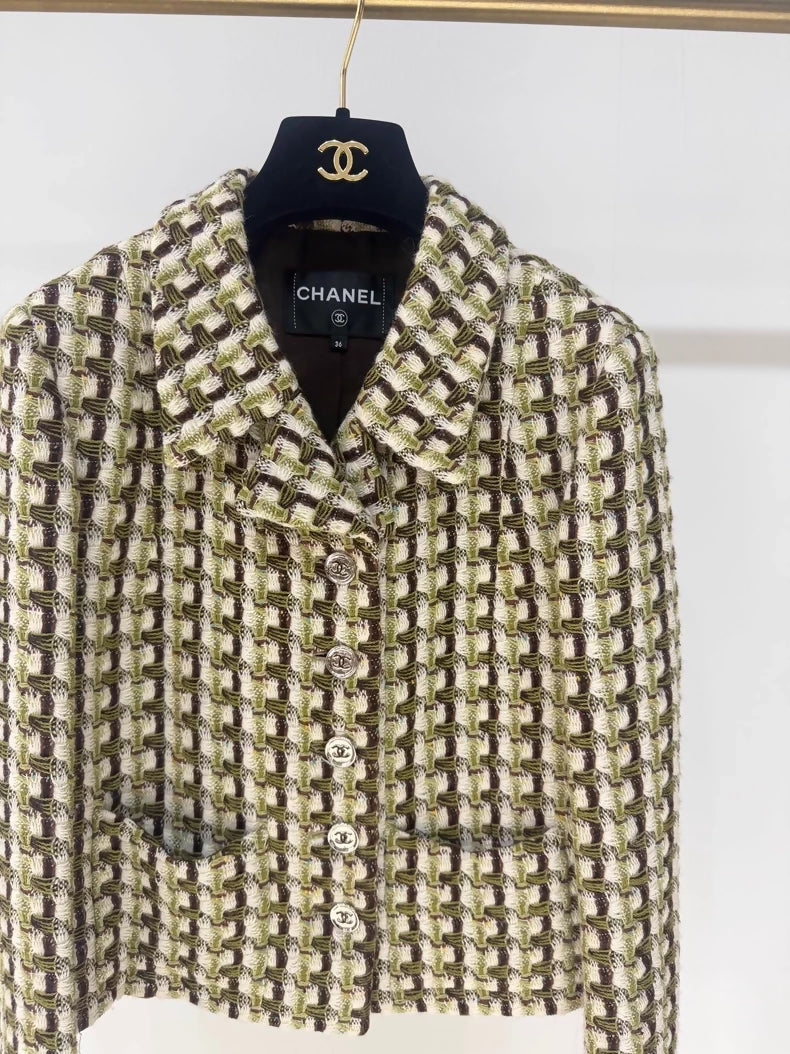 Chanel 23A Green tweed Jacket