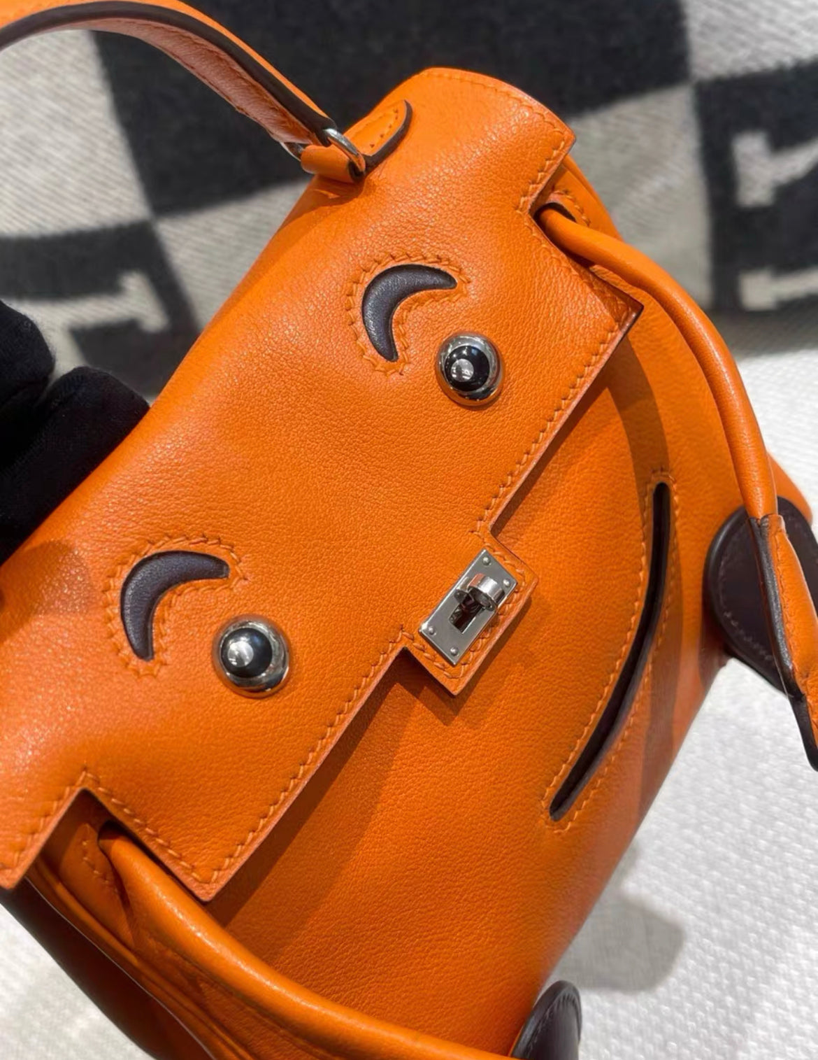 Hermes mini kelly doll Orange palladium hardware