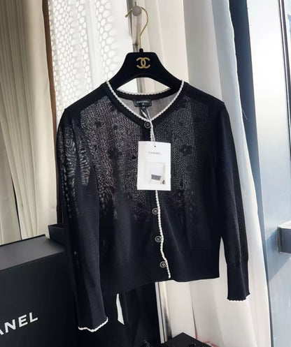 Chanel 24B black knitted cardigan