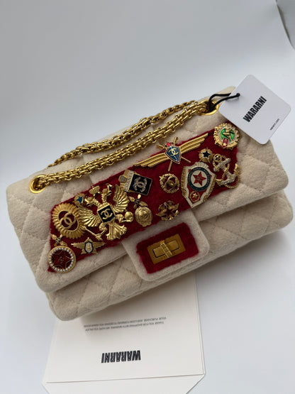 Rare Chanel 2009 Pre-fall Paris Moscow 2.55 badge bag