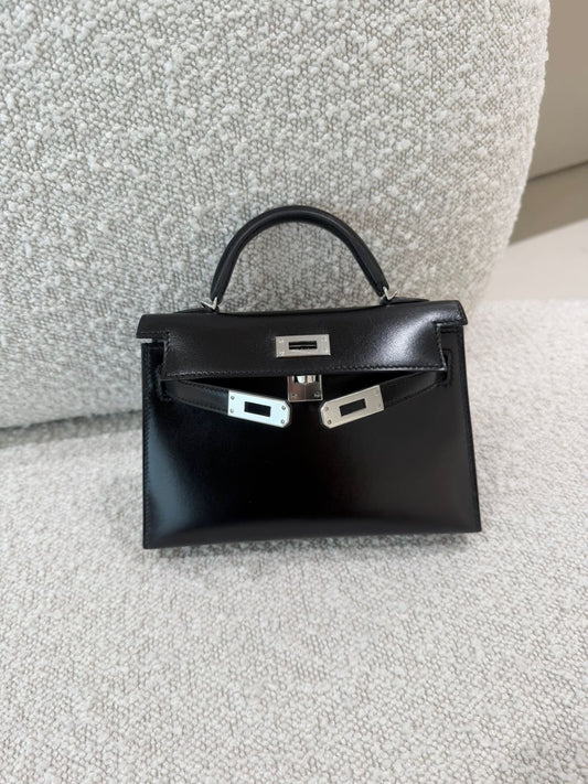 Hermed Mini Kelly 20 Black Box Palladium hardware