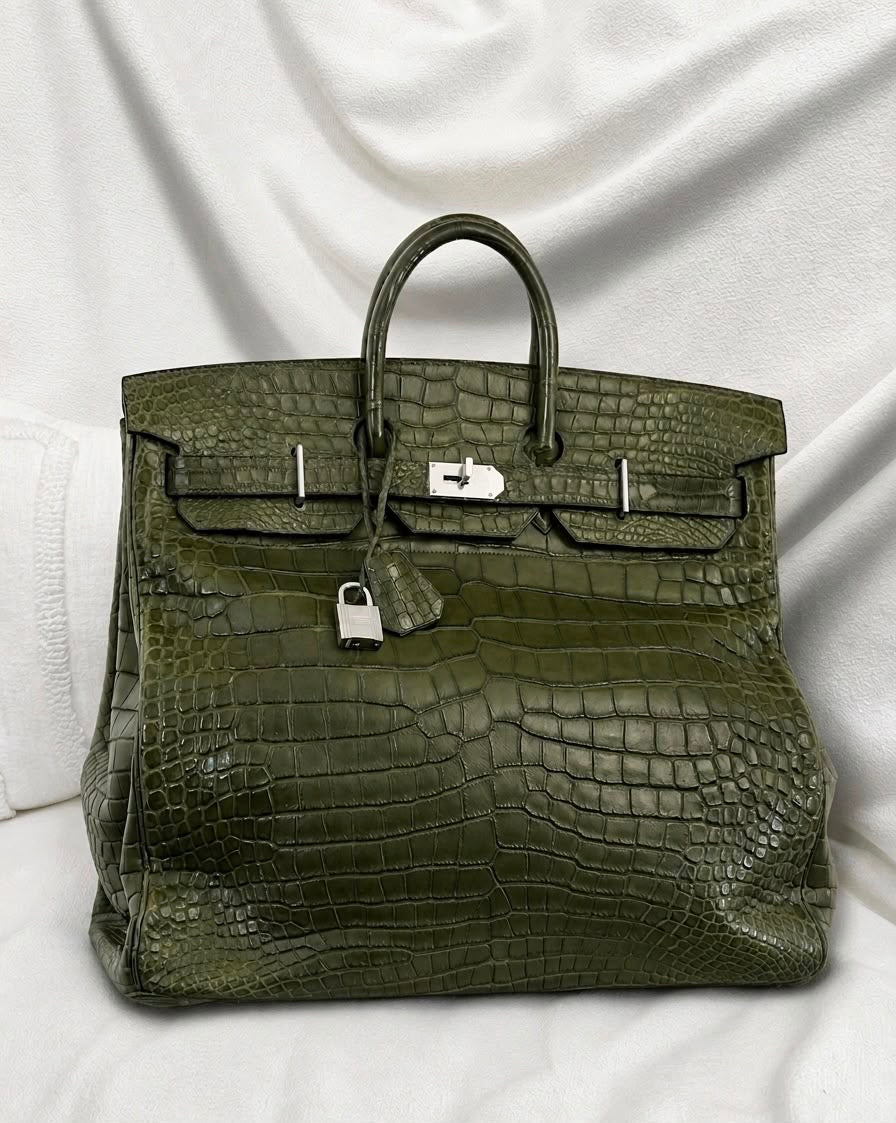 Rare Hermes Birkin HAC 50 Canopee matt porosus palladium hardware