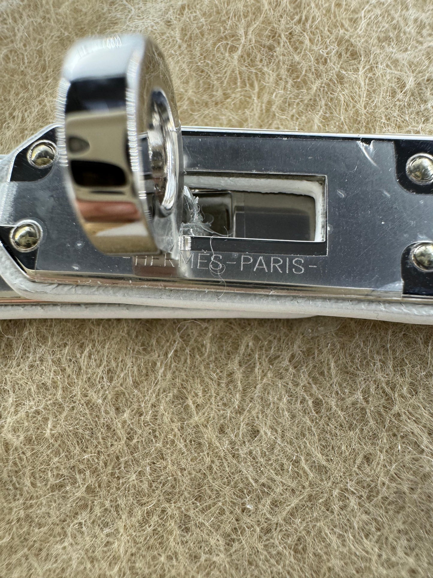 Hermès Mini Kelly 20 “Picnic” White Swift Leather & Palladium Hardware