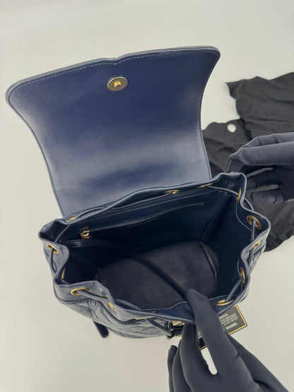 Chanel Dark Blue leather backpack with gold hardware