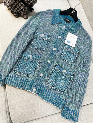 Chanel 23K blue tweed jacket