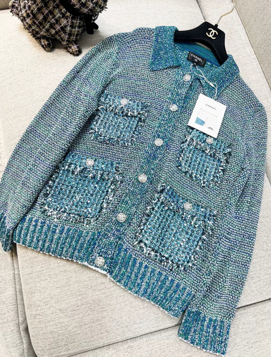 Chanel 23K blue tweed jacket