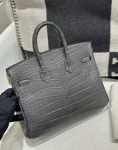 Hermes Birkin 25 graphite matte alligator gold hardware