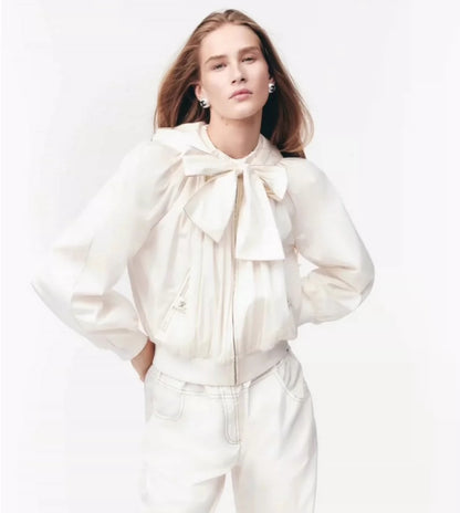 Chanel 25M coco beach white silk taffeta butterfly hooded