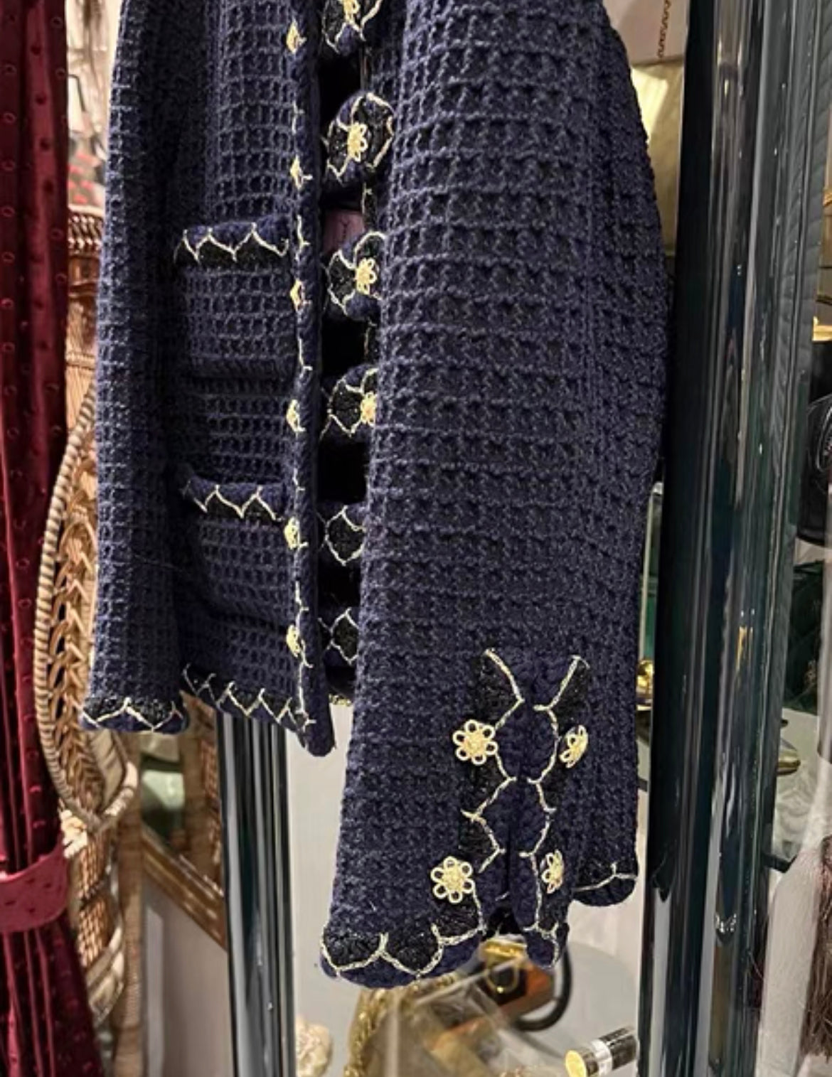 CHANEL 15A METIERS D'ART SALZBURG NAVY BLUE TWEED JACKET size 44