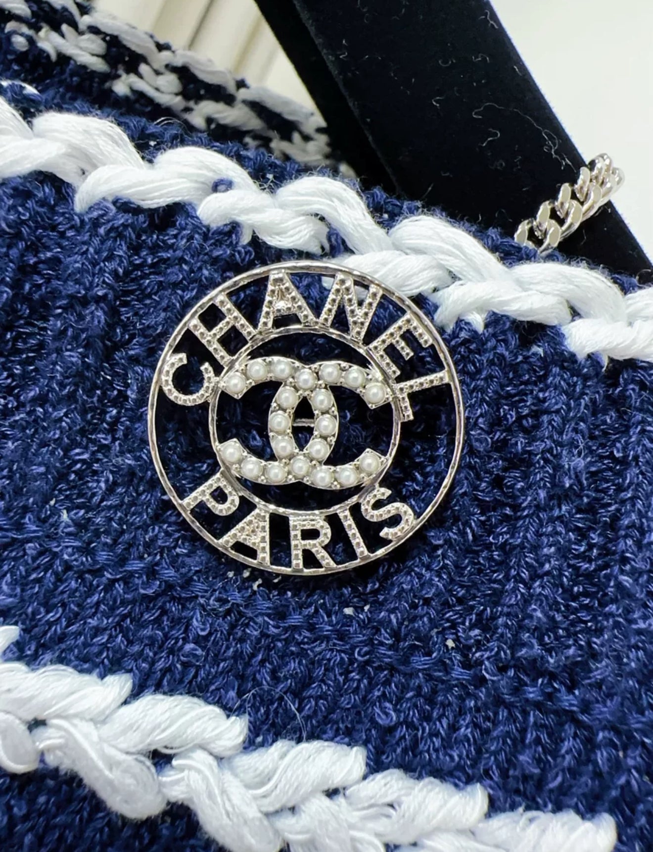 Chanel 20S Navy Striped Knit Top