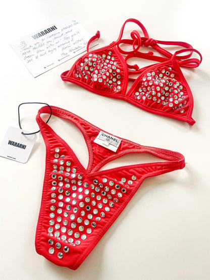 Chanel Vintage 1995 Barbie Red Crystal Bikini | Rare Collector’s Piece | Fits 38