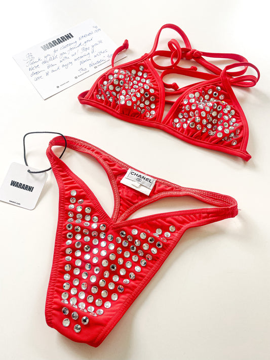 Chanel Vintage 1995 Barbie Red Crystal Bikini | Rare Collector’s Piece | Fits 38